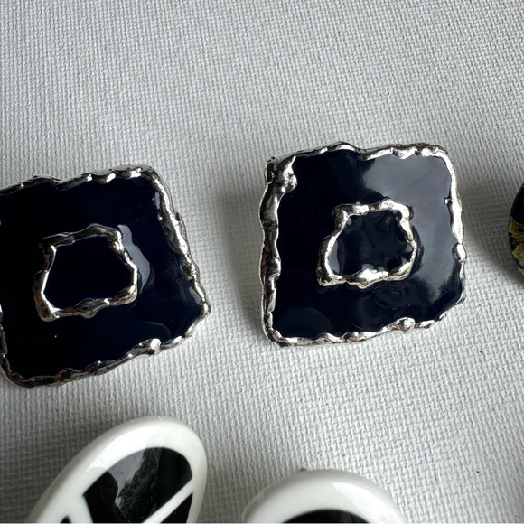 Vintage Lot of Earrings Navy Blue 1980 - Picture 7 of 8
